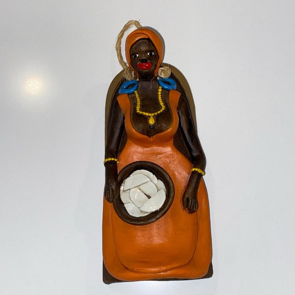 African Woman Pottery Wall Hanging Eclectic Decor Collectible - Picture 2 of 6